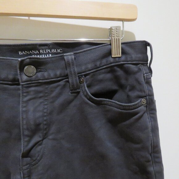 BANANA REPUBLIC Slim Traveler Pant in Dark Gray Minimalist Travel Stretch Cotton - Picture 5 of 13